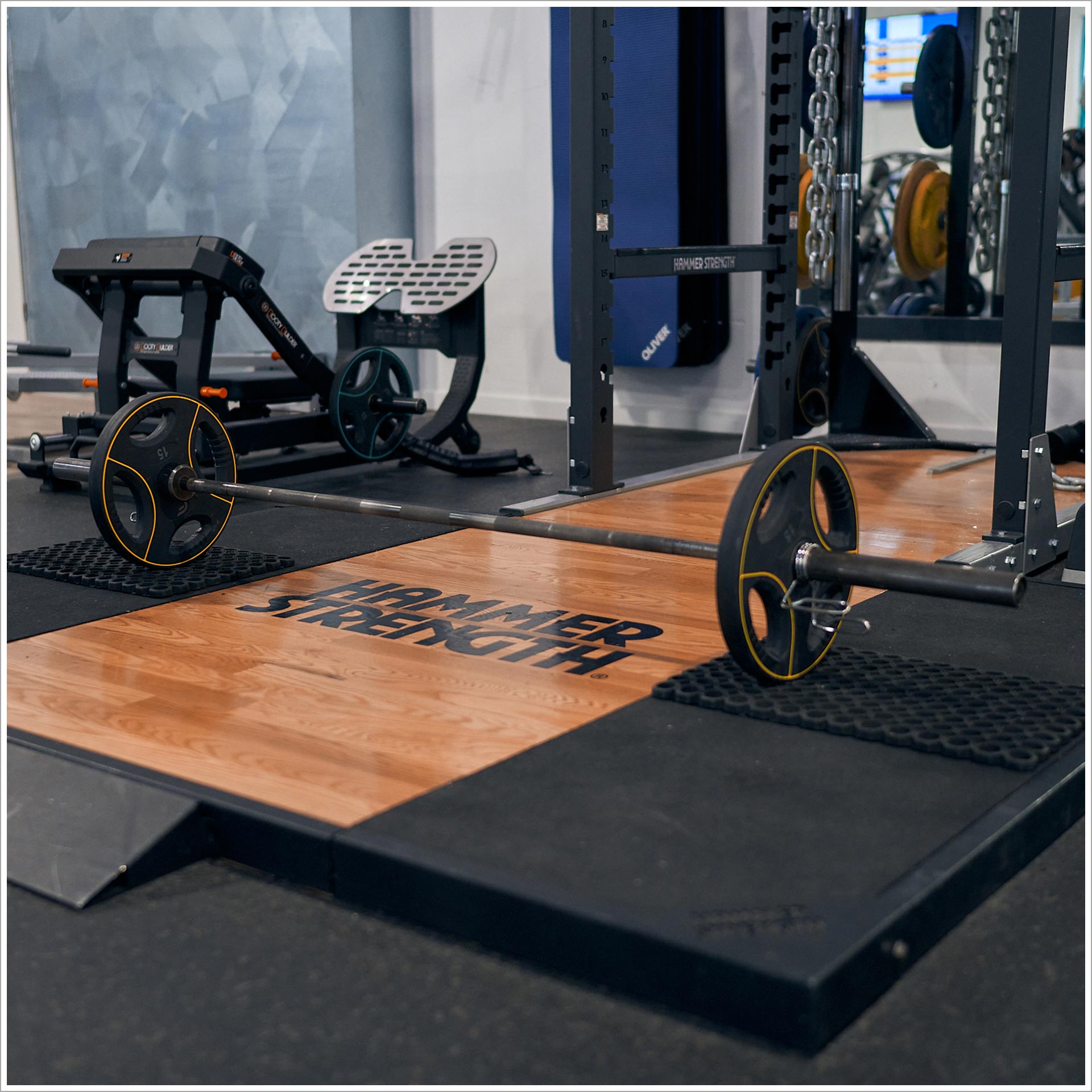 a gym with weights and weights